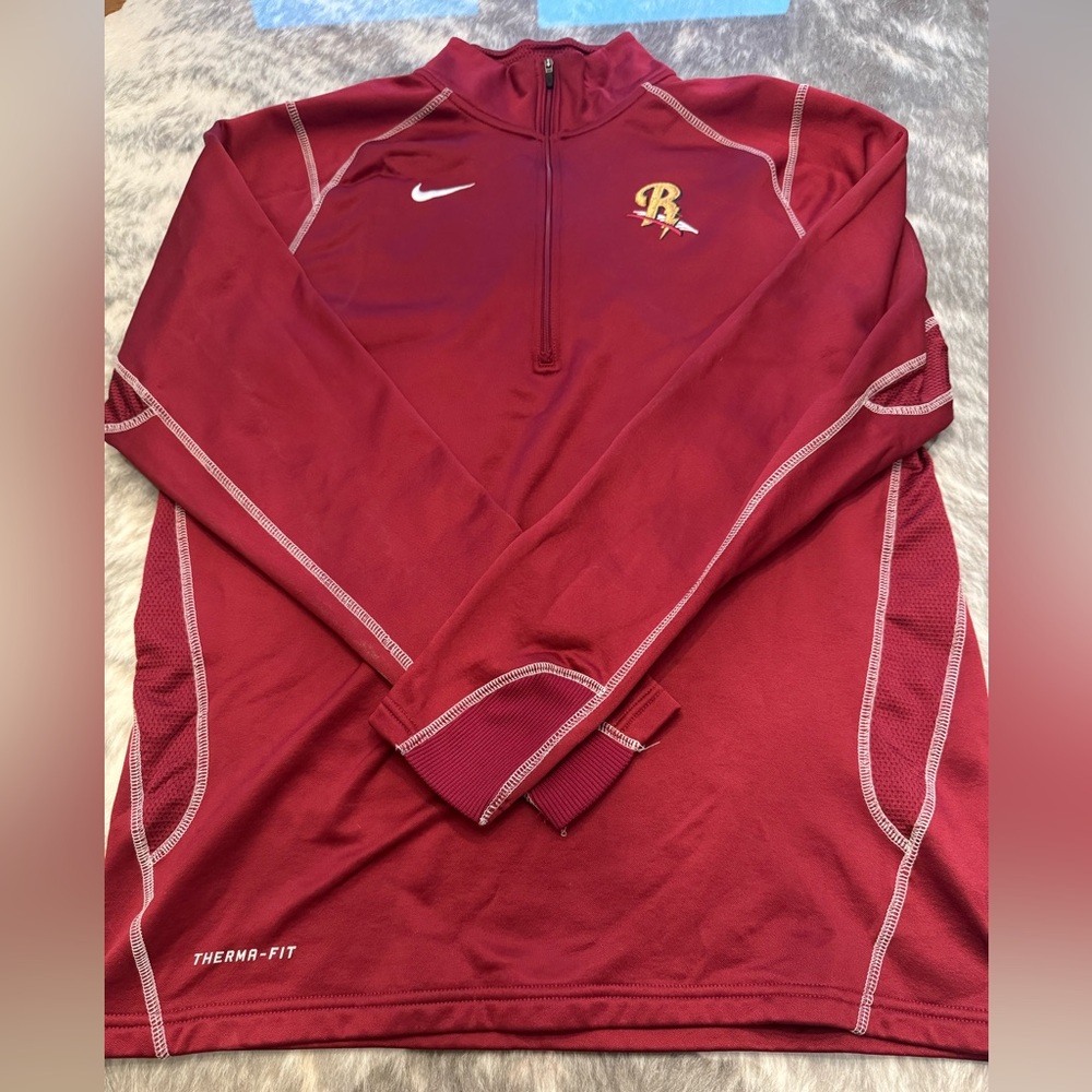 Nike 1/4 Zip Thermal Fit Rough Riders Men’s Large Maroon Red Long Sleeve dry fit